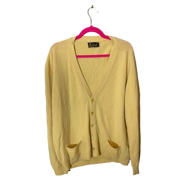 Pringle Other - VINTAGE PRINGLE OF SCOTLAND CASHMERE SWEATER - Yellow cardigan - Size XL Mens